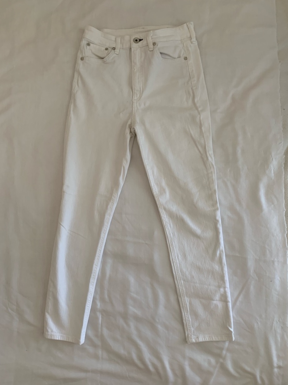 EUC rag & bone Nina High-Rise Ankle Skinny Jeans in Bright White
